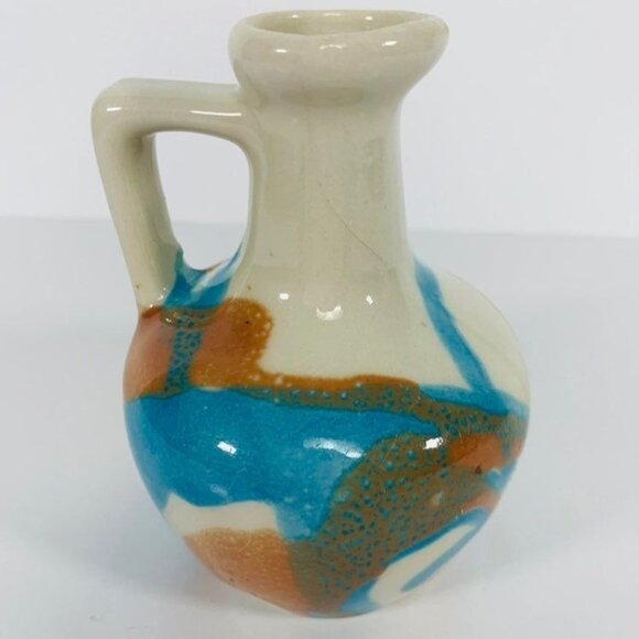 Vintage Art Pottery Pitcher Vase Glaze Cottagecore Rustic Shelf Decor Pottery - Picture 9 of 11